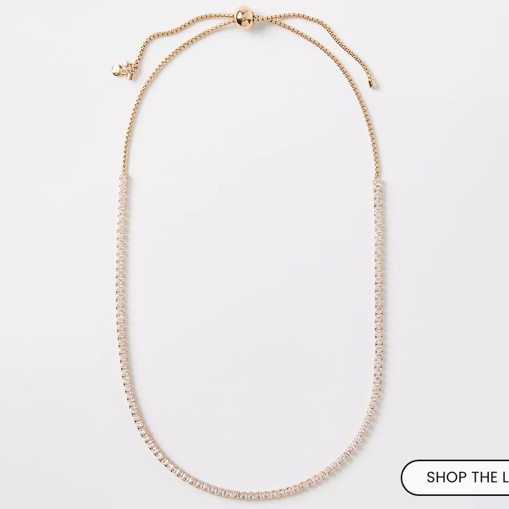 LOFT Gold-Tone Clear Crystal Station Necklace